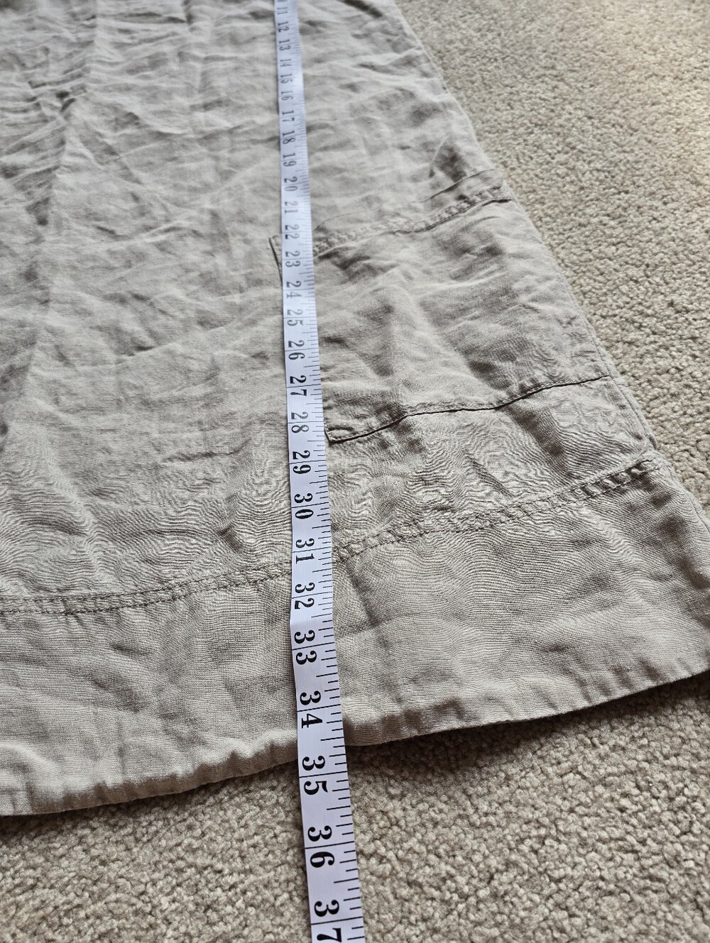 Eileen Fisher Natural Oatmeal Organic Linen Tunic Dress With Pockets Size Large - Picture 7 of 10